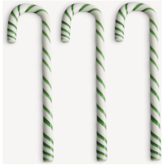 Polka käpp vit/grön 170mm 3-pack