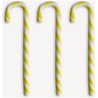 Polka käpp vit/gul 170mm 3-pack